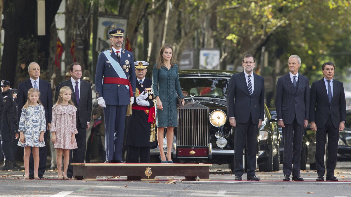 La familia real española durante el 12 de octubre de 2014. (Getty)