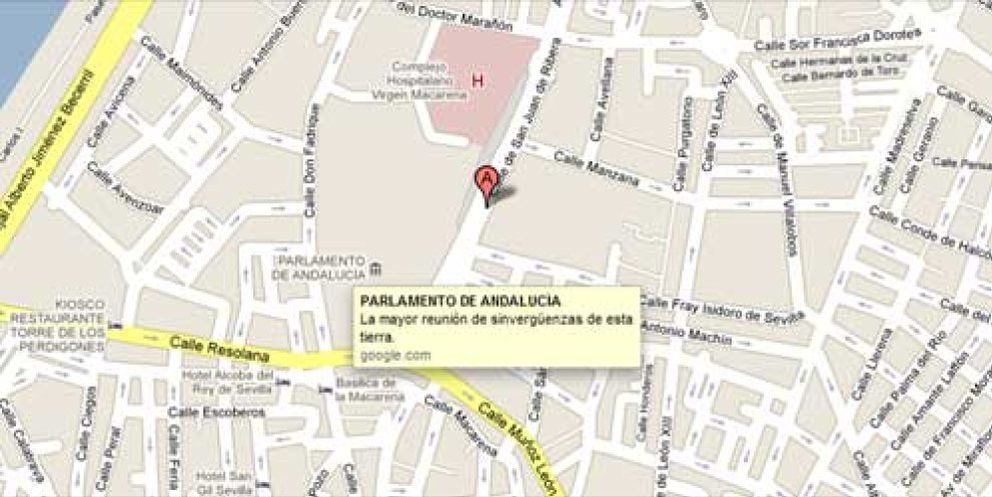 Foto: El Parlamento Andaluz en Google es “la mayor reunión de sinvergüenzas de esta tierra”