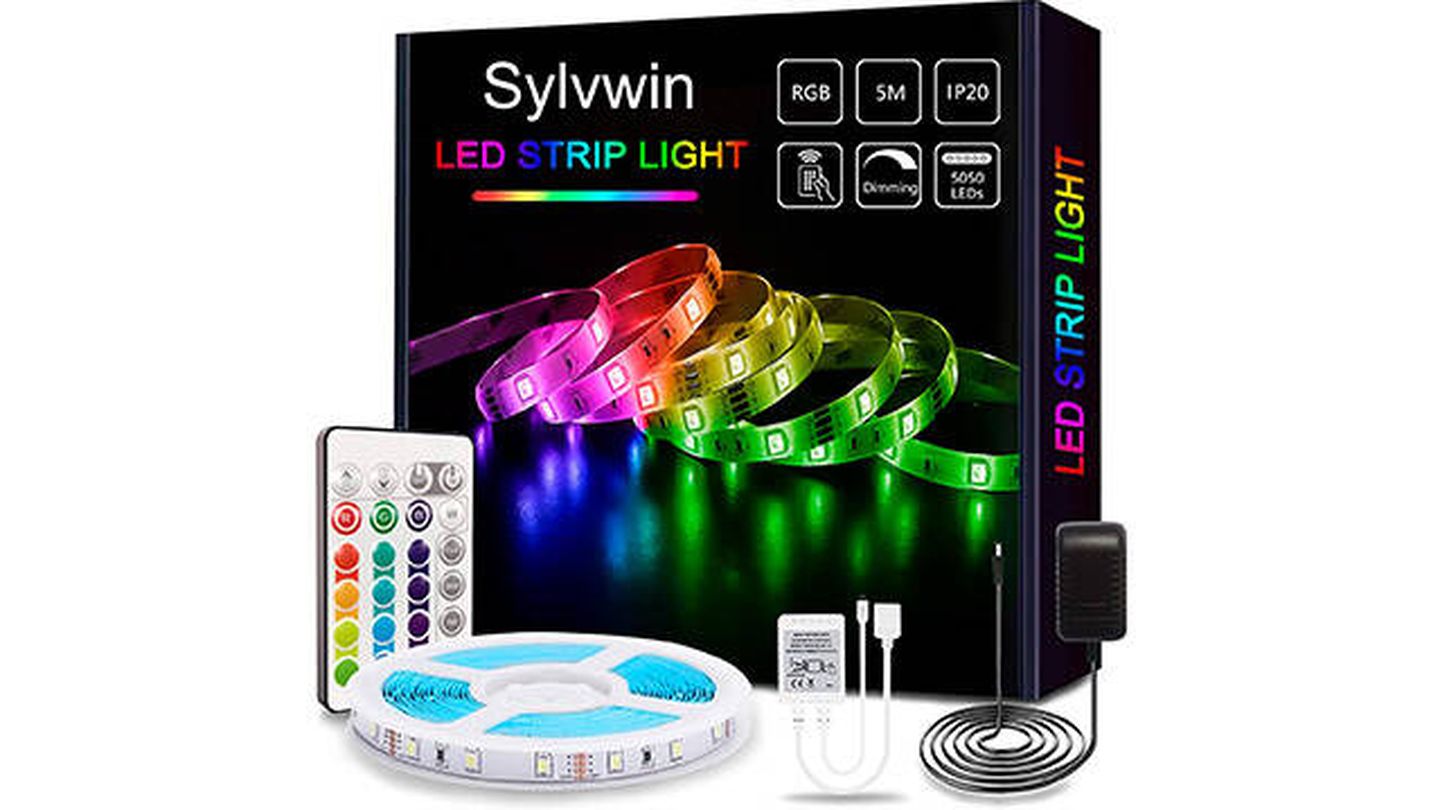 Tiras de luces LED RGB de 5 metros con control remoto de Sylvwin