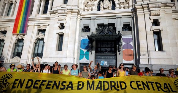 Foto: Un grupo se manifiesta a favor de Madrid Central. (EFE)