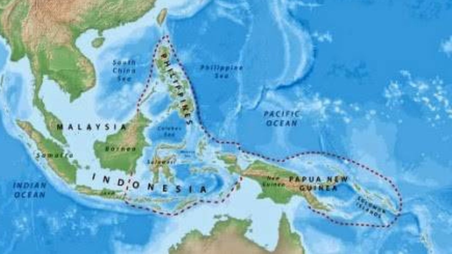 Mapa del Triángulo de Coral. 
