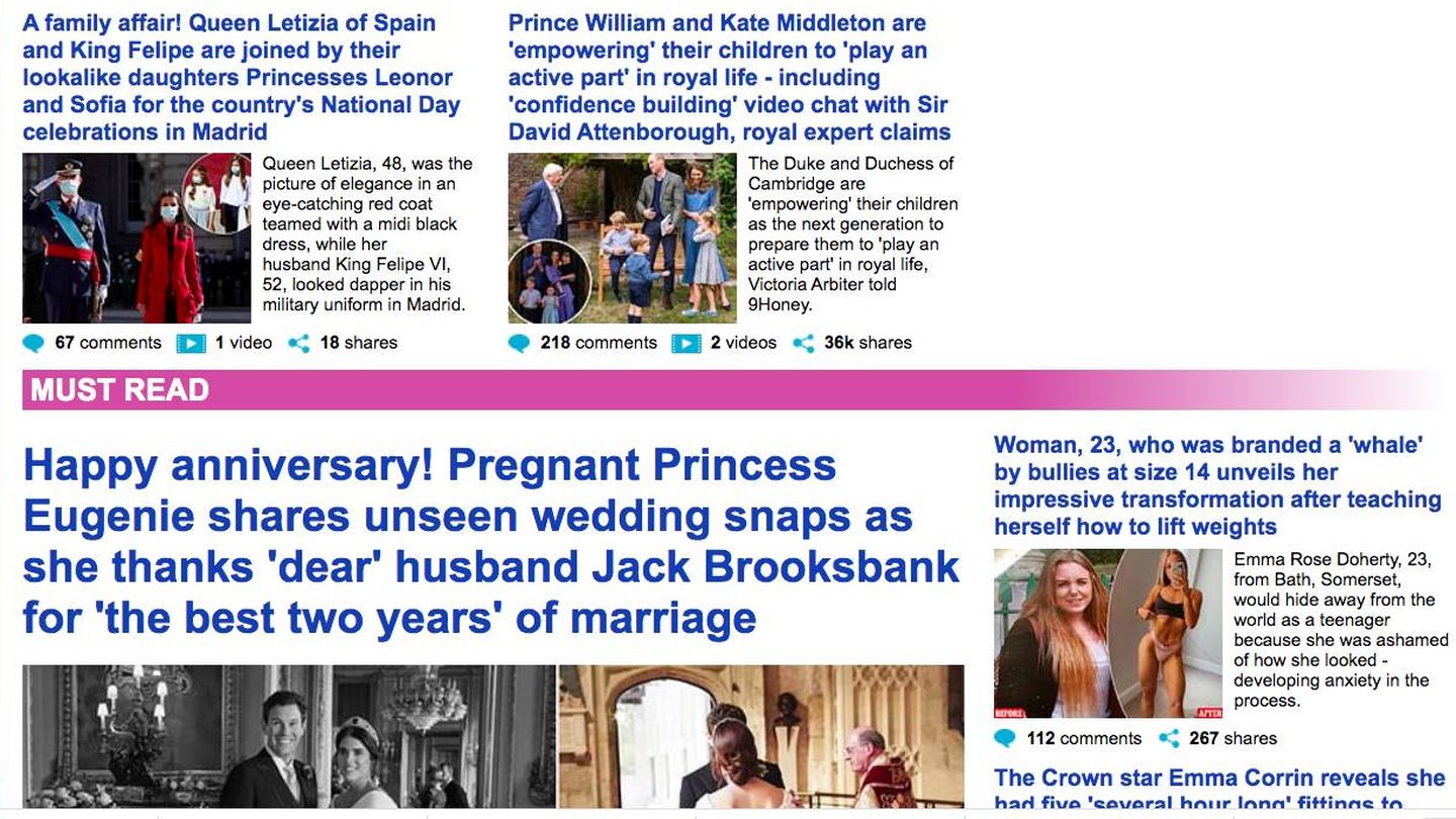 La familia real en la sección Mujer del 'Daily Mail'.