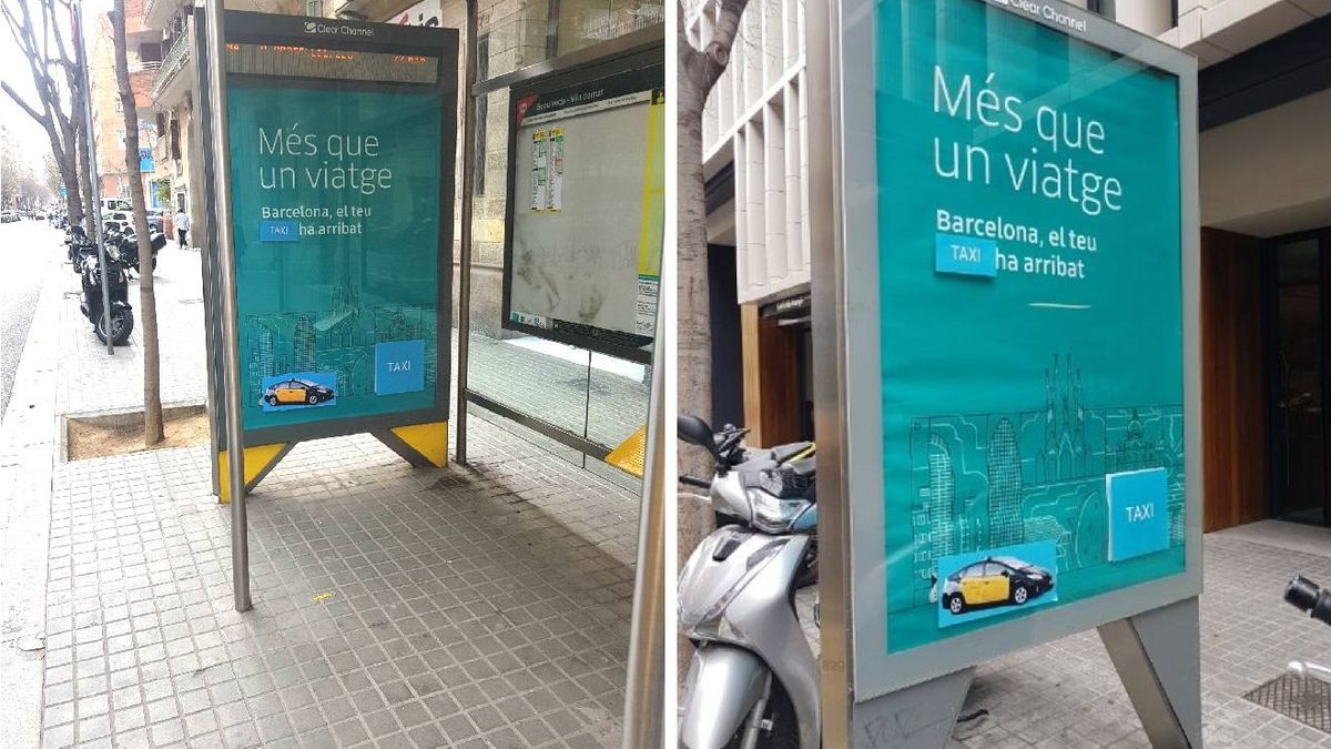 'Troleo' a Uber en 50 marquesinas en Barcelona: "Tu taxi ha llegado"