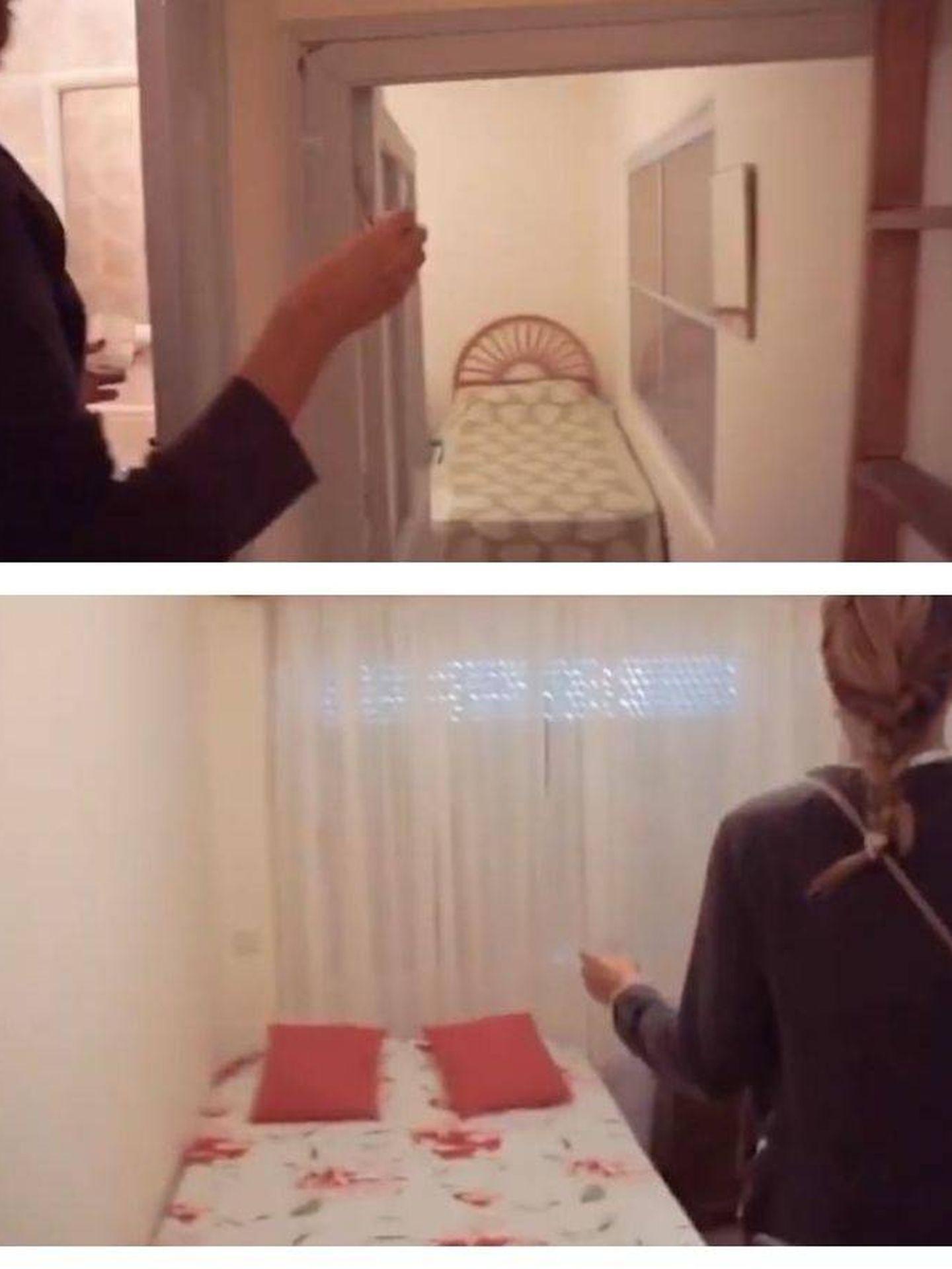 Dos de los dormitorios que ha enseñado Alba Carrillo. (Redes)