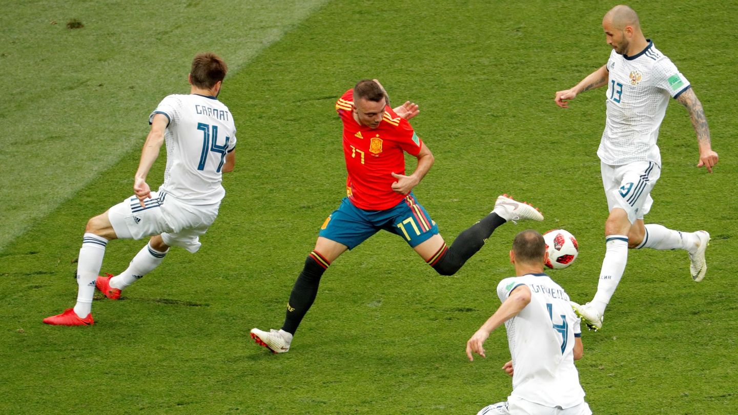 Aspas, durante el Rusia-España del Mundial de 2018. (Reuters)
