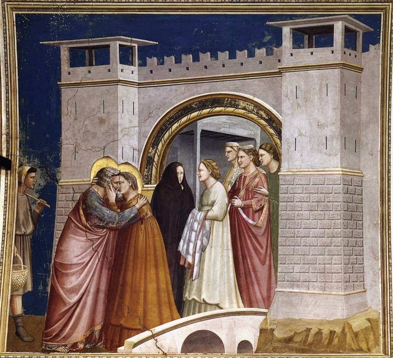 Abrazo ante la Puerta Dorada. Giotto. 1305. Capilla Scrovegni. Padua.