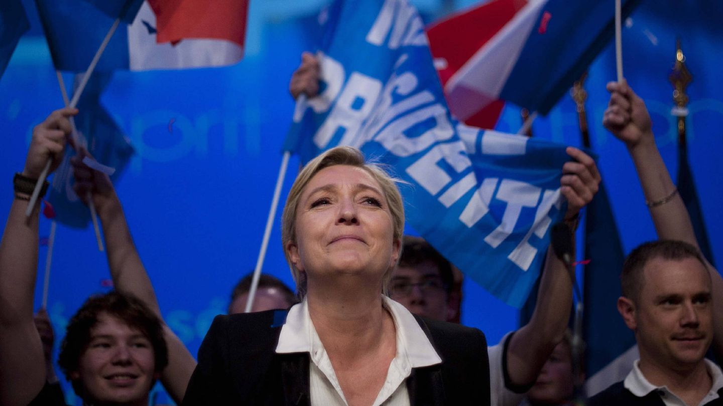 La candidata de la extrema derecha, Marine Le Pen, en Estrasburgo (Efe).