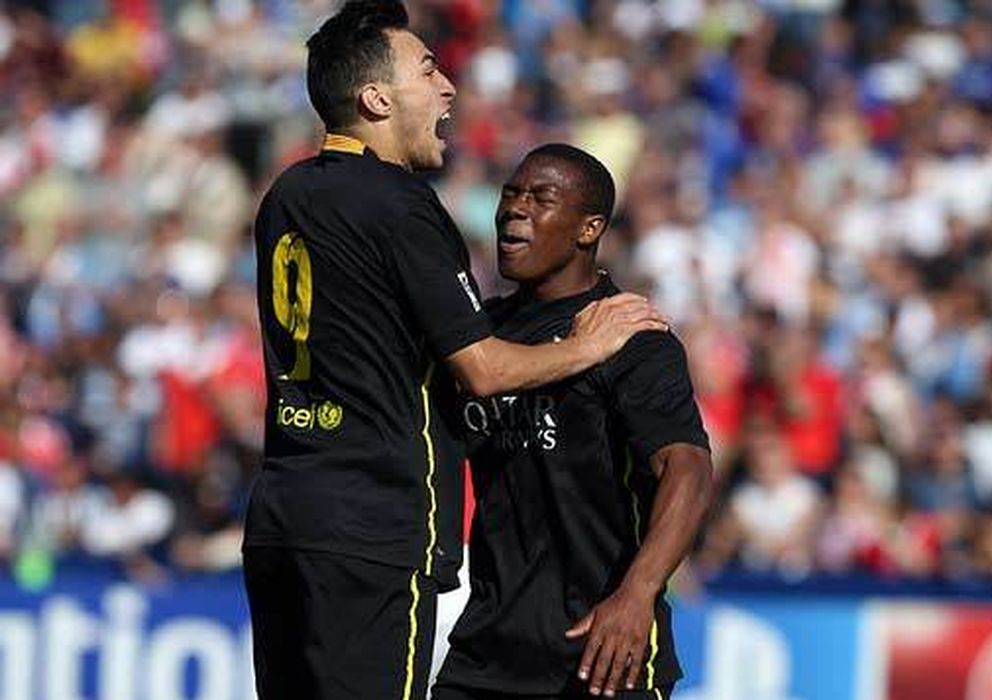 Foto: Munir y Adama celebran uno de los goles del Barça (FC Barcelona.es).