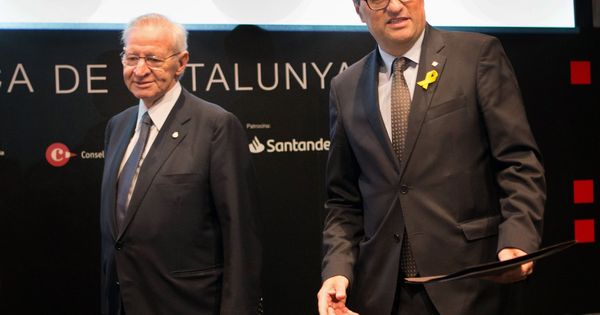 Foto: El presidente de la Generalitat, Quim Torra (d) , junto al presidente de la Cámara de Comercio de Barcelona, Miquel Valls. (EFE)