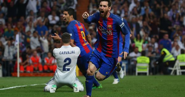 Foto: Leo Messi, nada más anotar el tercer gol culé de la noche. (Reuters)