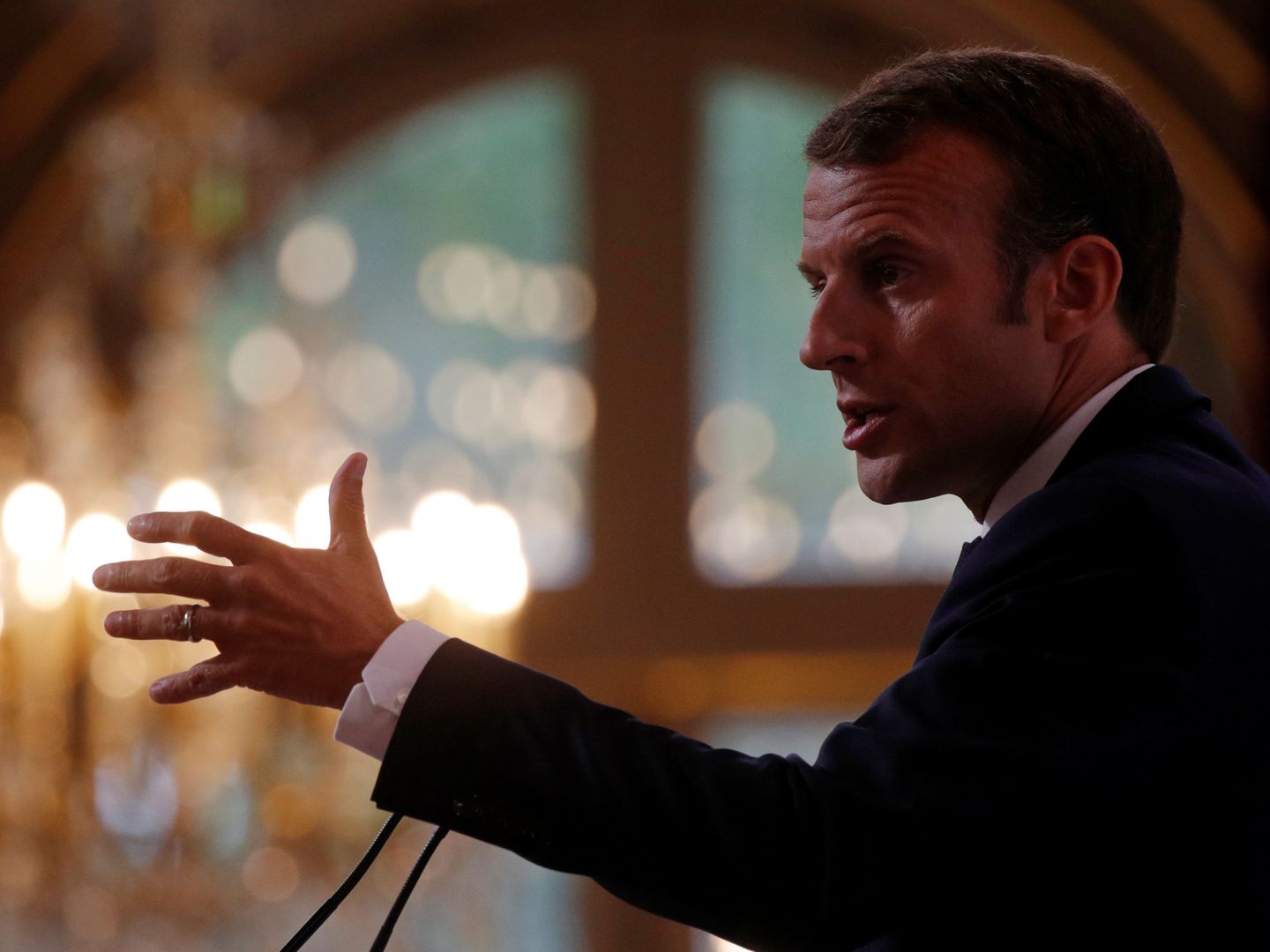 Emmanuel Macron, durante el discurso anual a los embajadores. (Reuters)