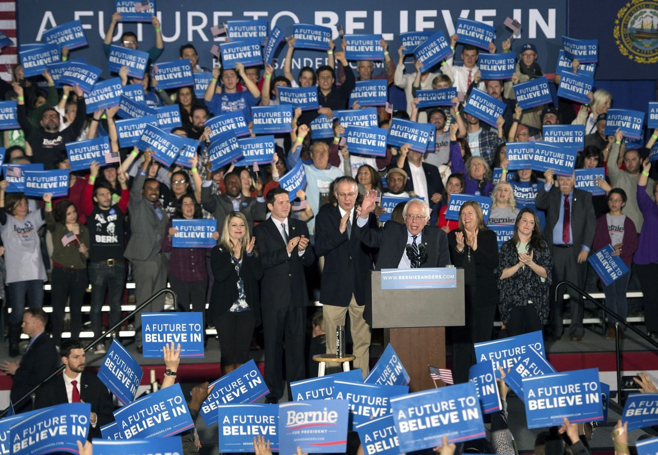 El senador demócrata Bernie Sanders el 9 de febrero en New Hampshire. (EFE)