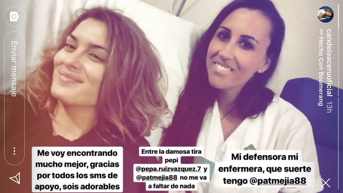 Historia de Candela en Instagram desde el hospital. (Instagram)