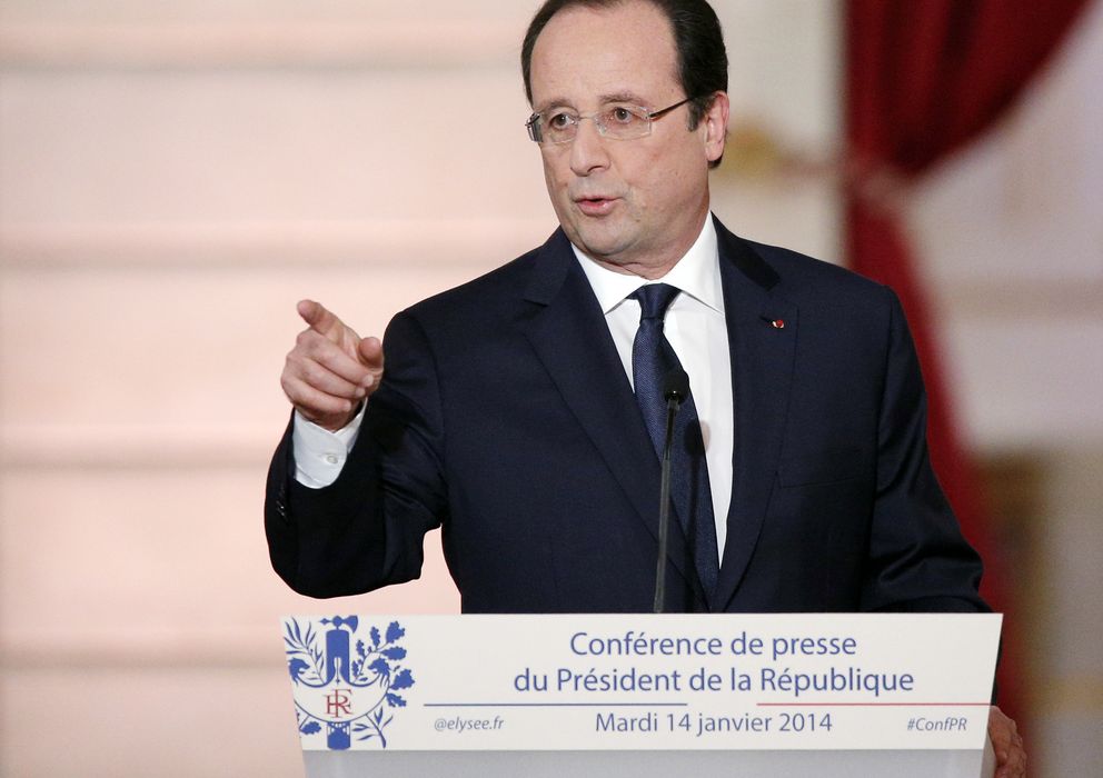 Foto: François Hollande durante su comparecencia en el Eliseo (I.C.)