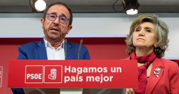Foto: Andrés Perelló y Luisa Carcedo, secretarios de Justicia y Nuevos Derechos y de Sanidad, este 3 de mayo en rueda de prensa en Ferraz. (EFE)