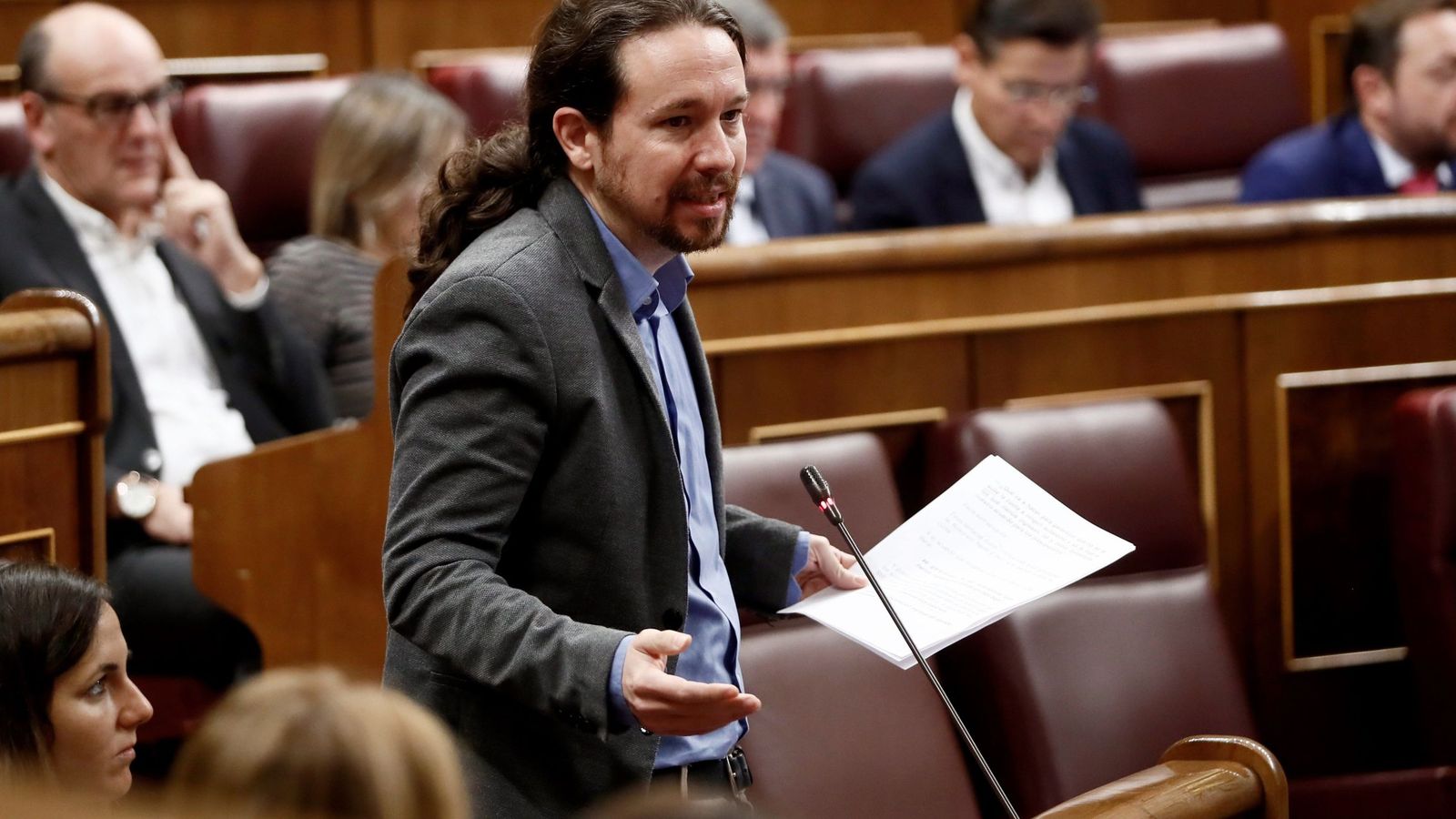 Foto: El líder de Podemos, Pablo Iglesias, durante una intervención en el Congreso de los Diputados. (EFE)