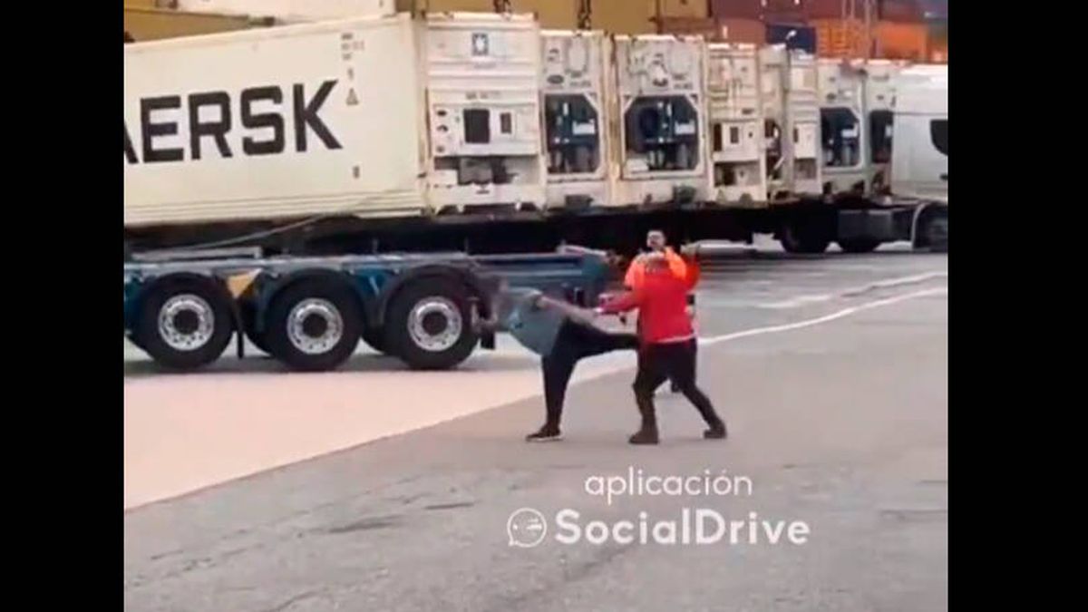 Graban una pelea a martillazos entre dos camioneros en el puerto de Vigo