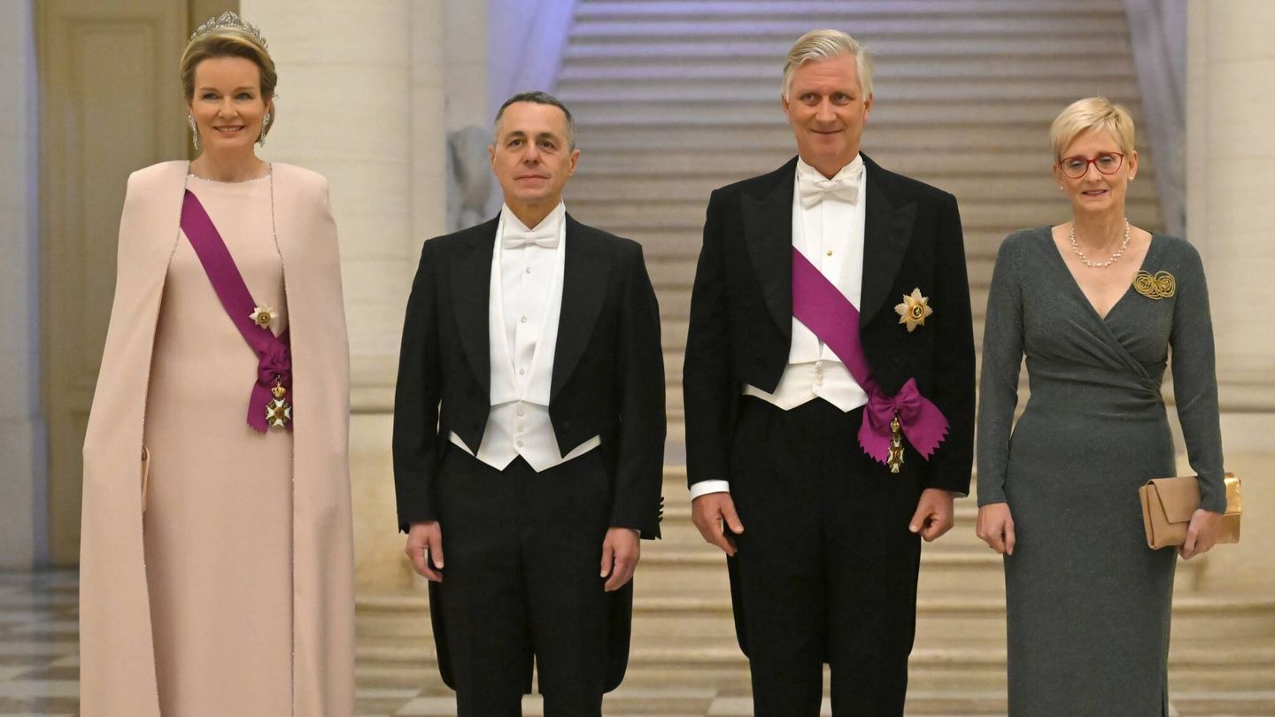Los reyes de Bélgica, con el presidente de Suiza y su mujer. (Getty)