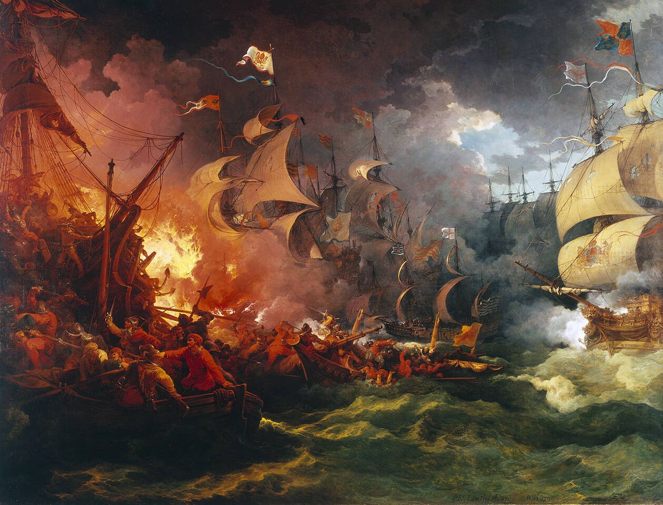 Derrota de la armada invencible, pintura de Philippe-Jacques de Loutherbourg (1796)