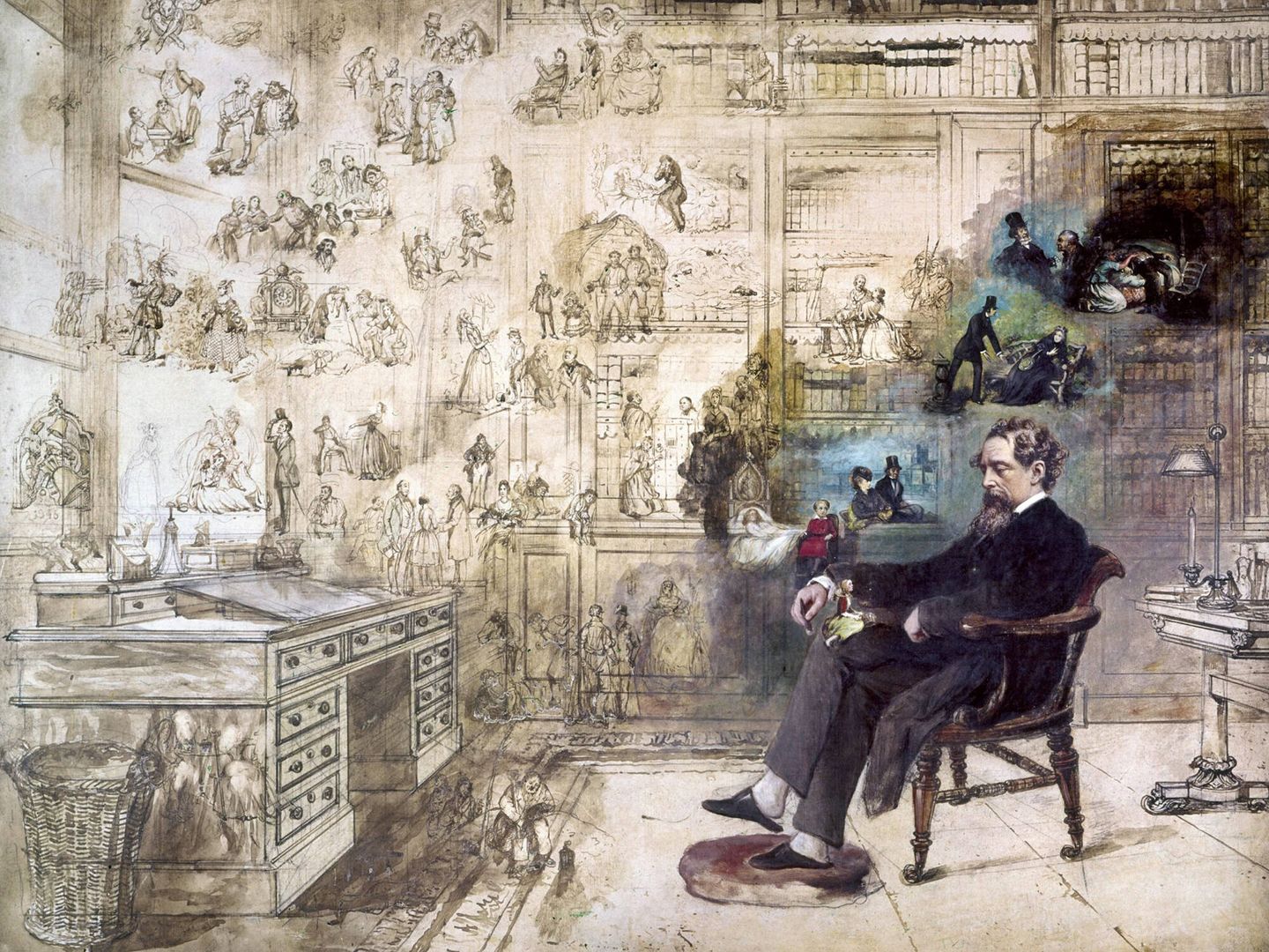 'El sueño de Dickens', obra de Robert William Buss. (Museo de Charles Dickens de Londres)