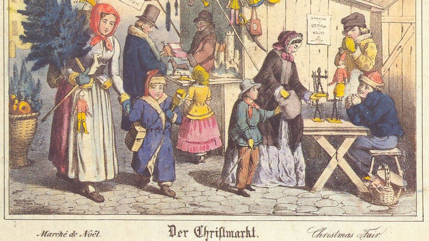 Reproducción de un mercado navideño del siglo XIX. (Museo Nacional Germánico de Núremberg)
