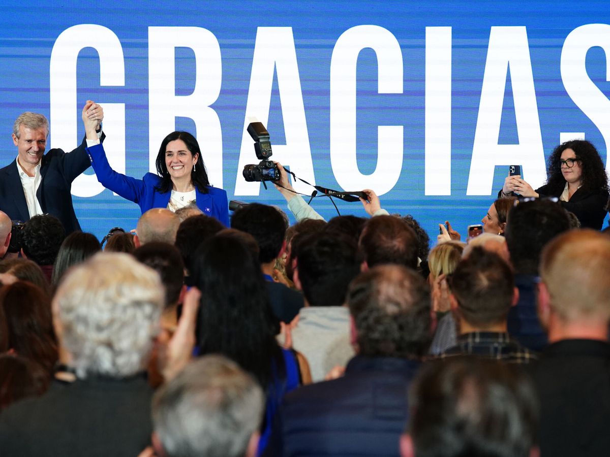 Foto: Rueda celebra su victoria electoral en Galicia. (Europa Press/Álvaro Ballesteros)
