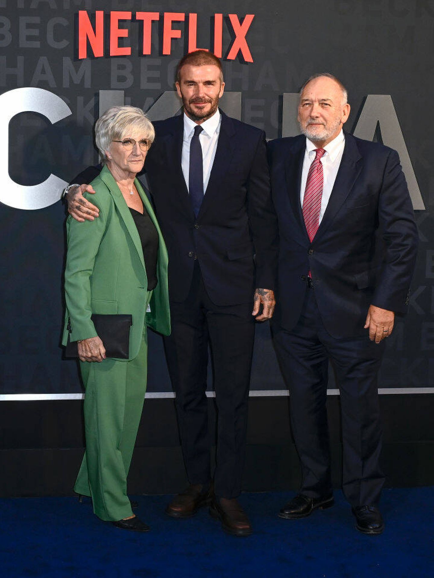 David Beckham junto a sus padres. (Getty)
