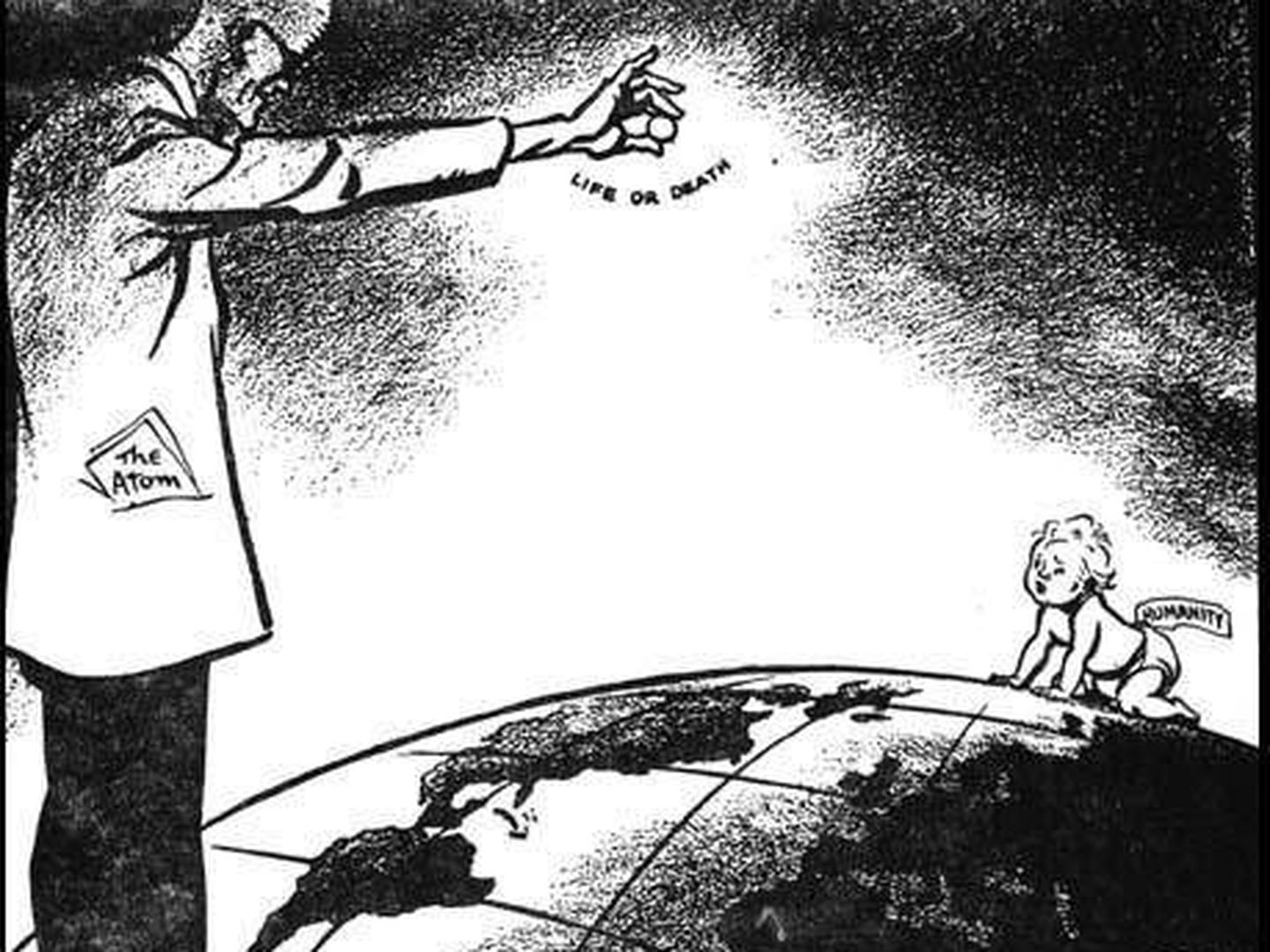 Una caricatura de la época sobre la bomba atómica.