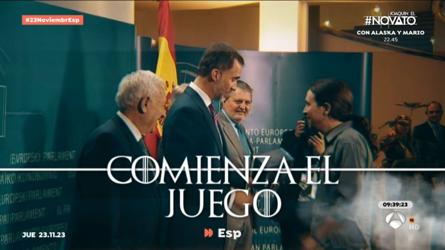 Pablo Iglesias, junto al rey Felipe VI. (Atresmedia)
