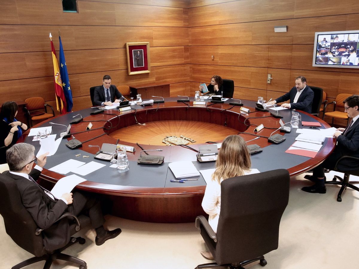 Foto: Pedro Sánchez y sus ministros, en un gabinete extraordinario. (EFE)