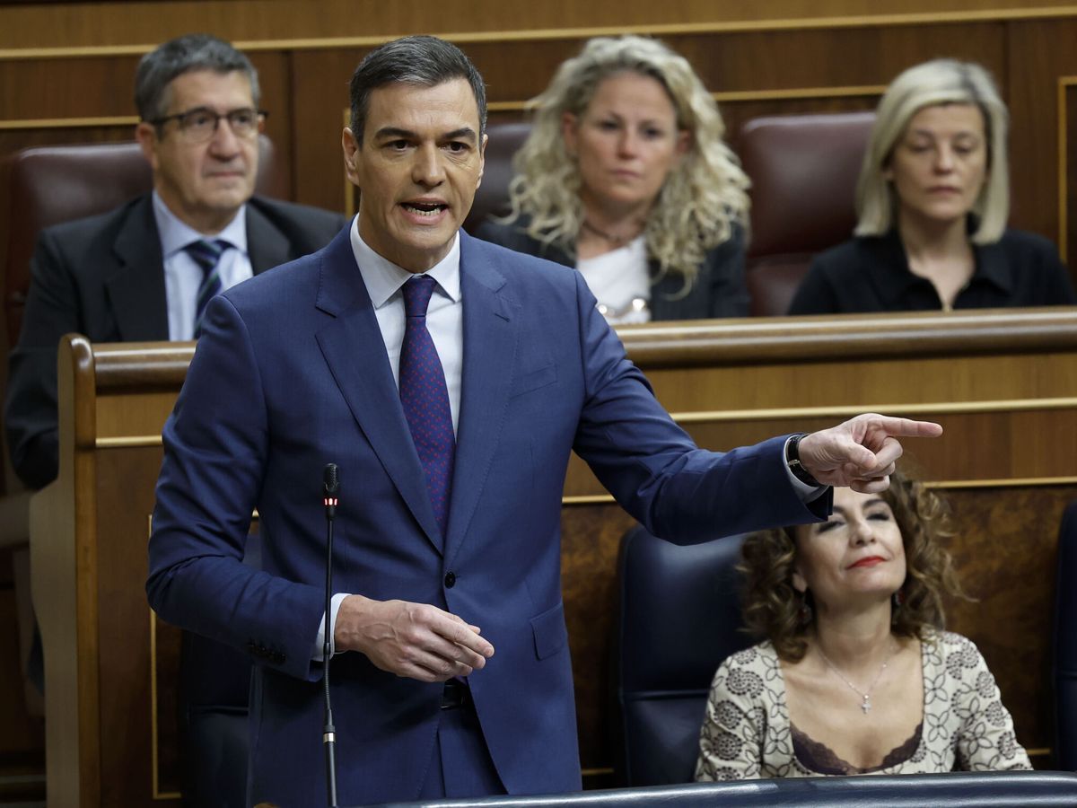 Foto: Pedro Sánchez, en su respuesta a Alberto Núñez Feijóo en el Congreso. (EFE/Chema Moya)