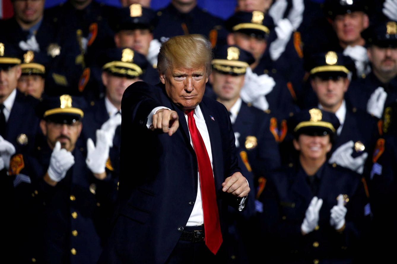 El presidente de EEUU durante un discurso en Brentwood, Nueva York. (Reuters)
