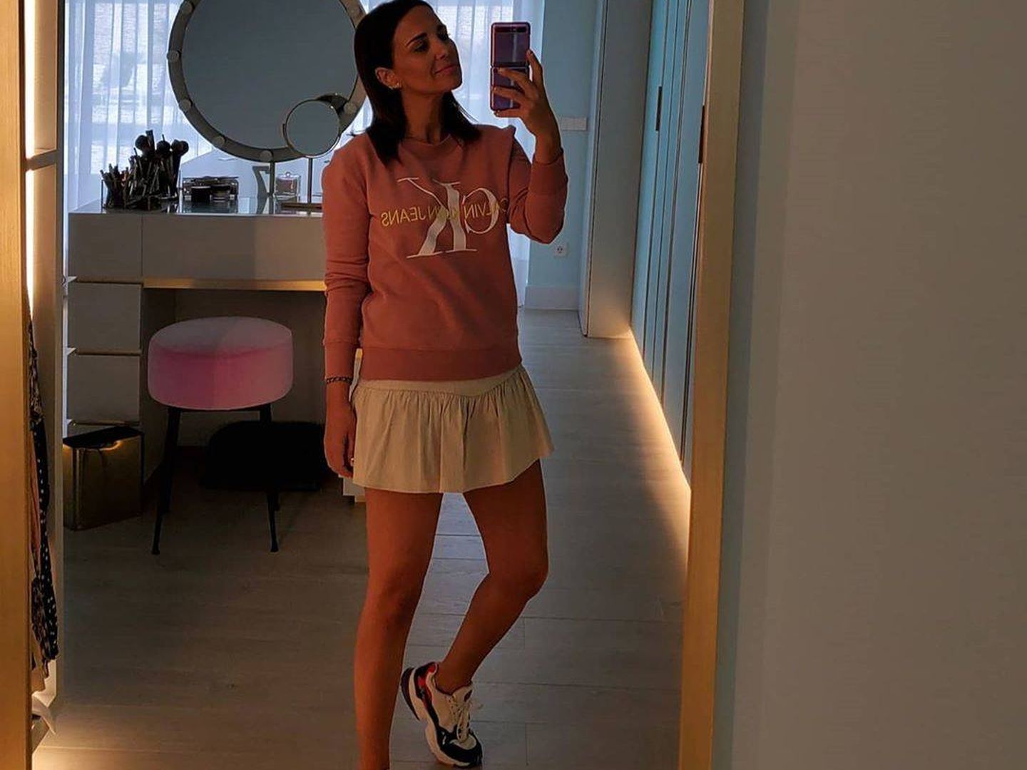 Paula Echevarría con el pantalón de Zara. (Instagram @pau_eche)