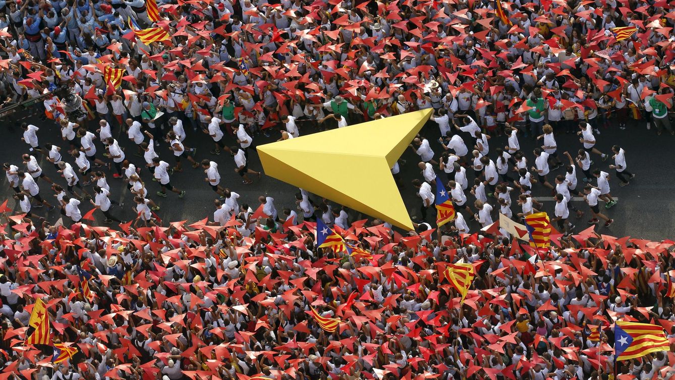 Vista aérea de la celebración de la Diada en Cataluña. (Reuters)