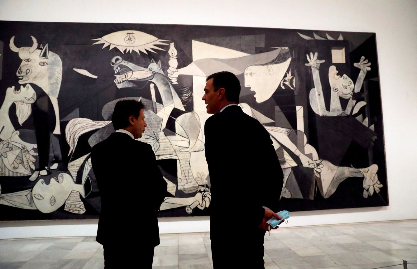 Sánchez y Conte, ante el 'Guernica' de Picasso, este 8 de julio. (Reuters)