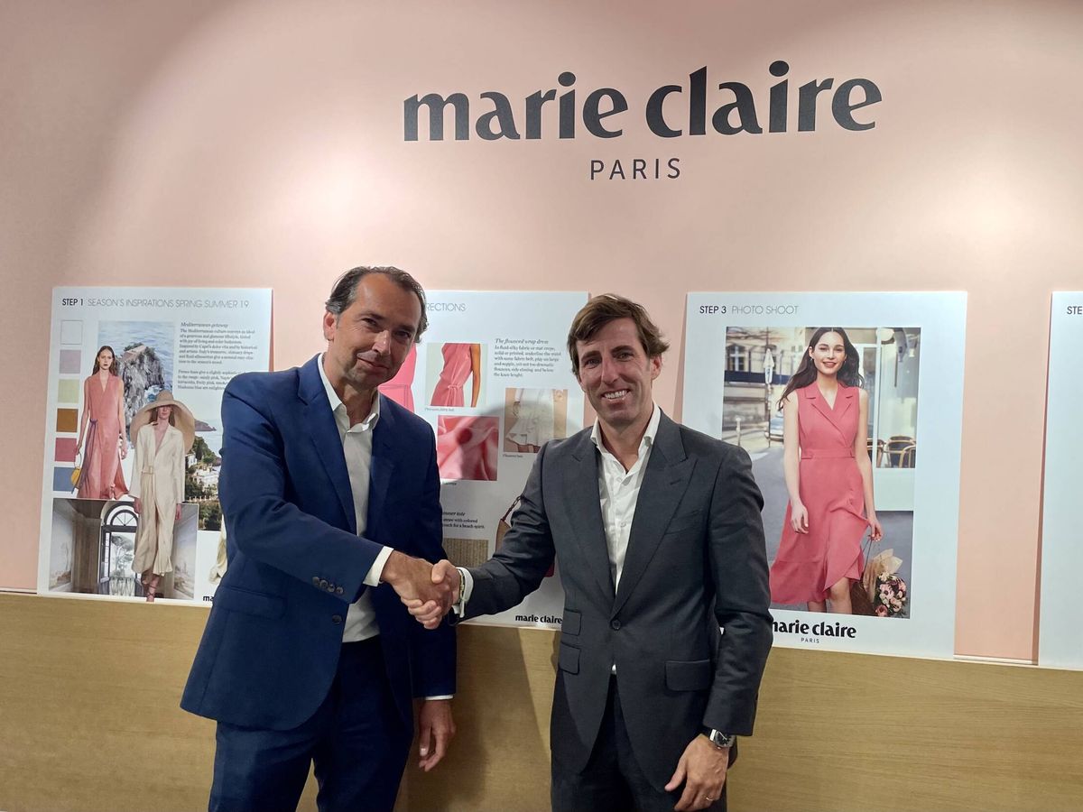 Foto: Thibaut Fougeras, director ejecutivo del grupo editorial galo en París, y Álvaro Bordils, CEO de Marie Claire España. 