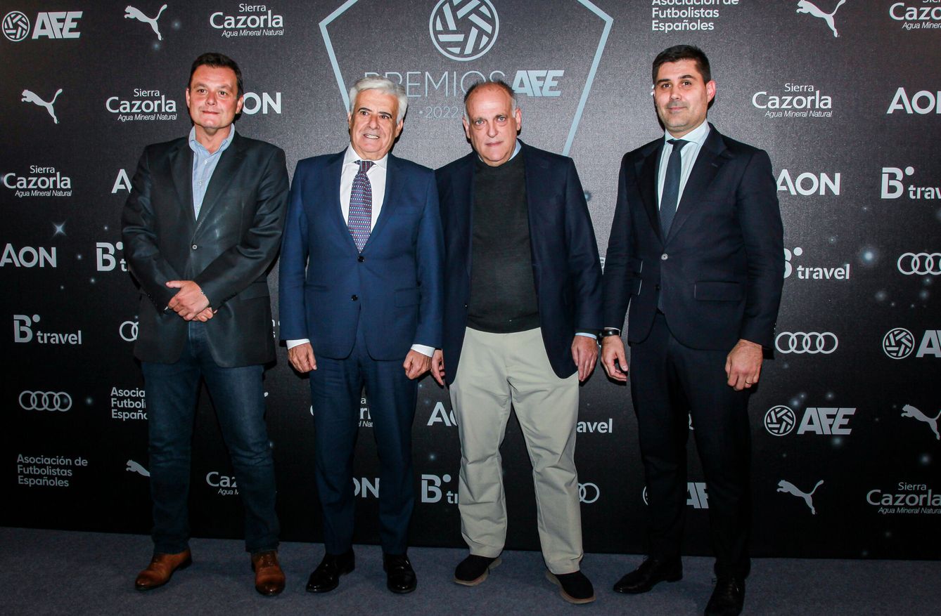 Victor Francos, Pedro Rocha, Javier Tebas y David Aganzo. (AFP7) 