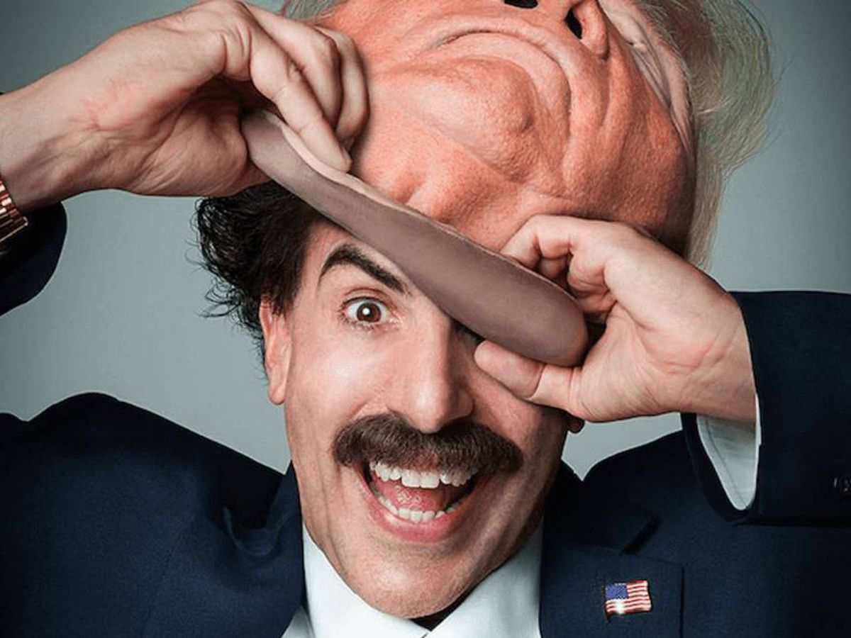 Foto: Borat, con una máscara de Trump, en la segunda parte de su historia.