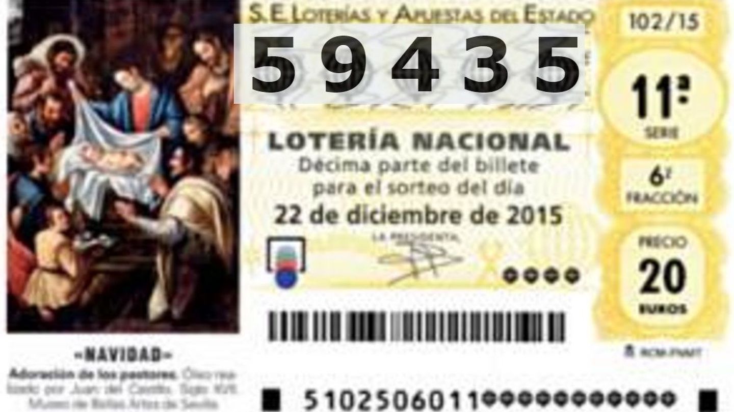 59.435, quinto quinto premio de la Lotería de Navidad de 2015