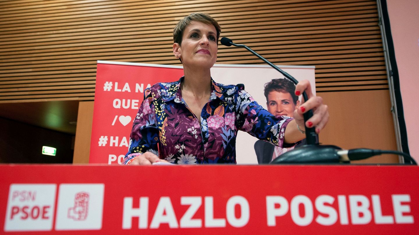 María Chivite, secretaria general del PSN-PSOE, el pasado 9 de mayo en Pamplona, en la apertura de la campaña del 26-M. (EFE)