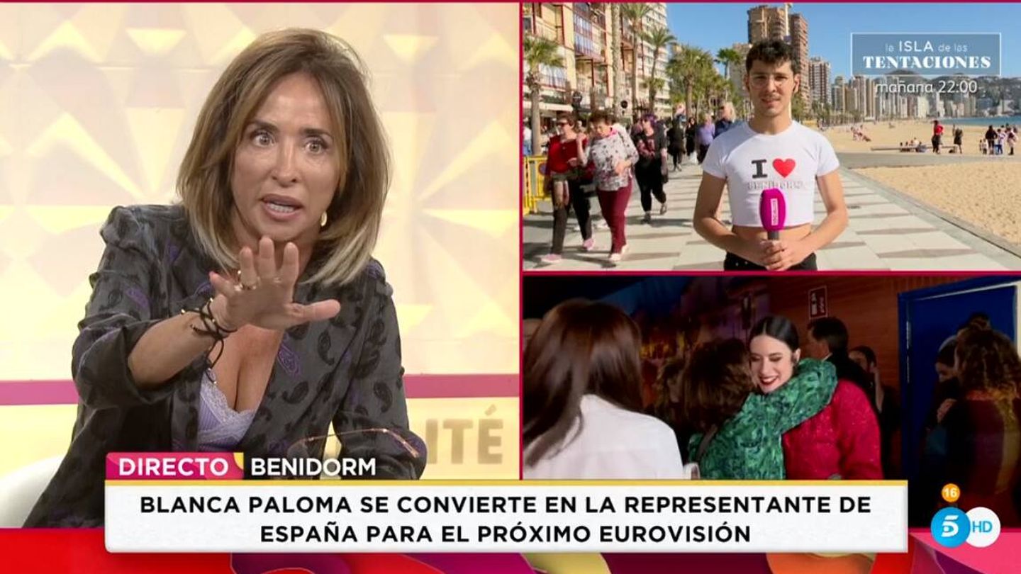 La presentadora María Patiño y el periodista Arnau Martínez. (Mediaset)