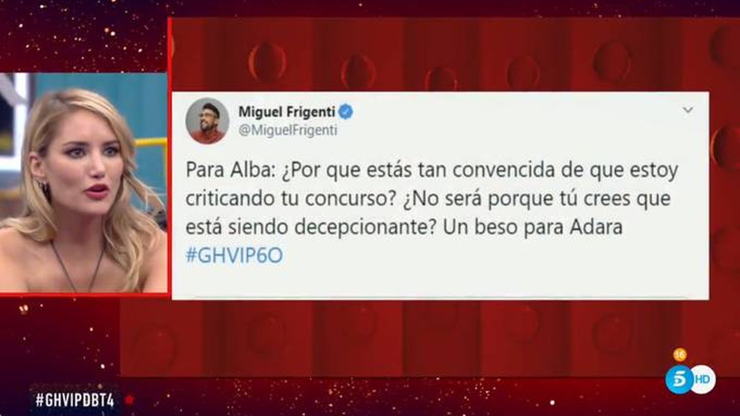 El mensaje de Frigenti en 'GH VIP 7'. (Telecinco)
