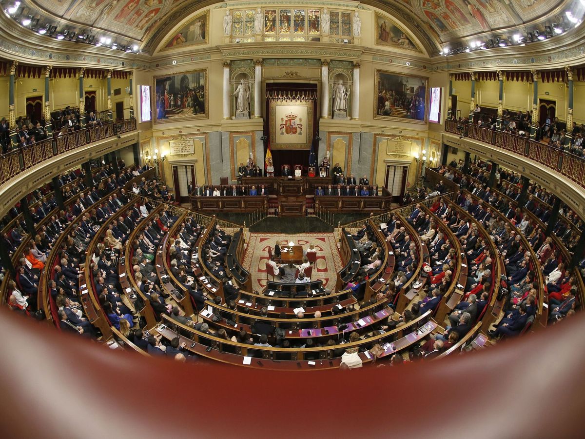 Foto: El pleno del Congreso, el pasado 3 de febrero, en la solemne apertura de las Cortes de la XIV Legislatura. (EFE)
