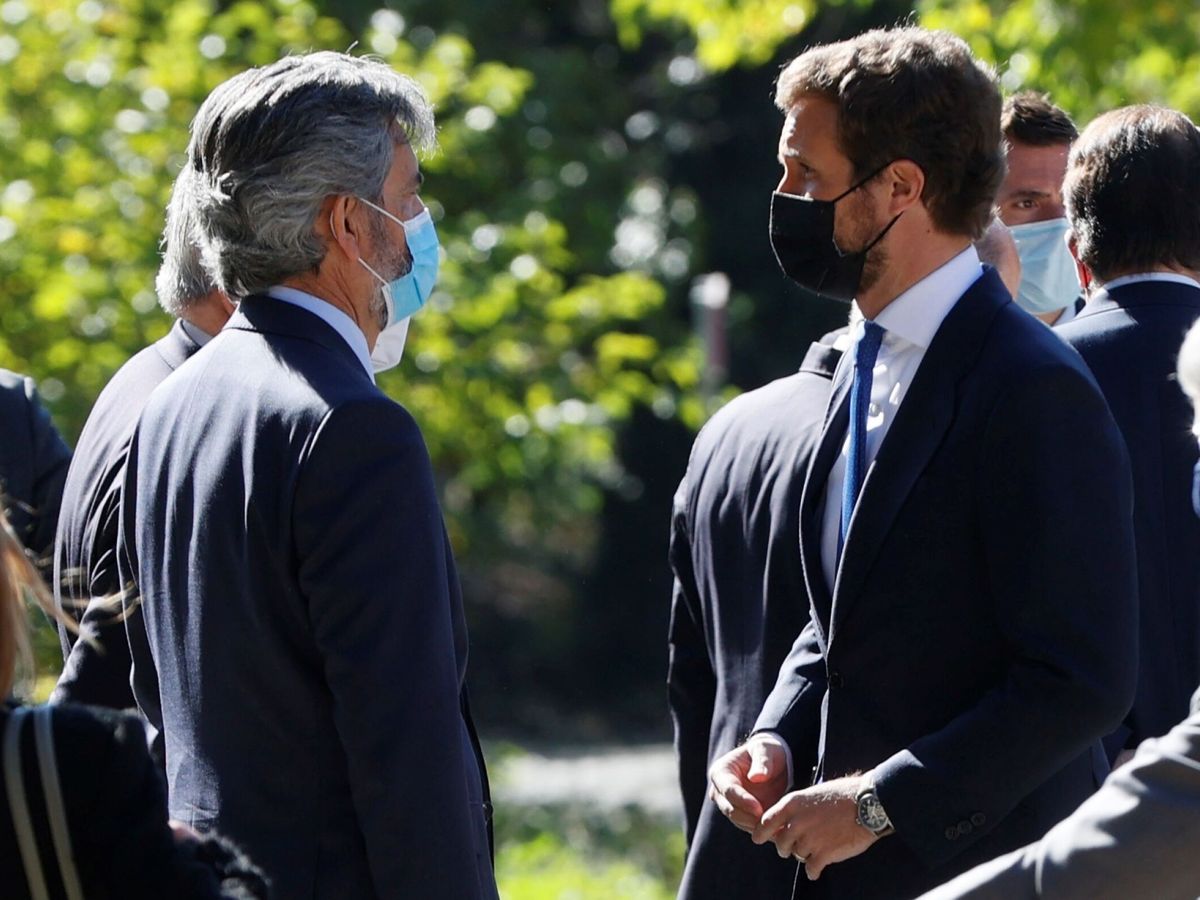 Foto: El presidente del Supremo, Carlos Lesmes, junto al líder del PP, Pablo Casado. (EFE)