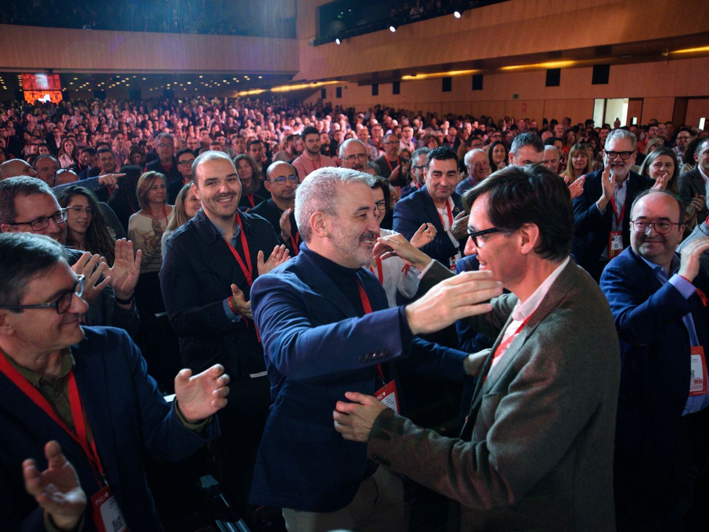 Jaume Collboni junto a Salvador Illa en el XV Congreso del PSC. (Europa Press/Alberto Paredes)