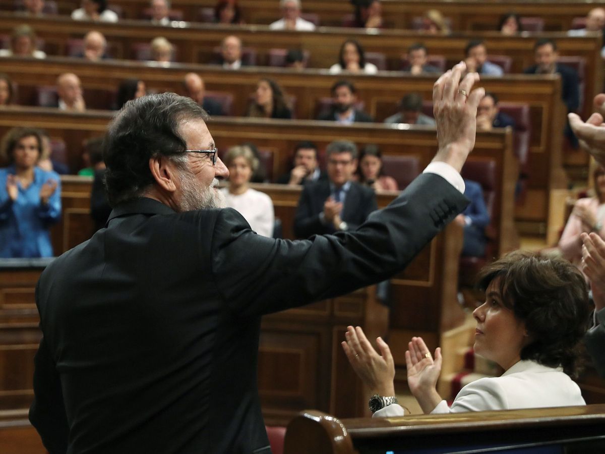 Foto: Mariano Rajoy durante la moción de censura en 2018. (EFE)