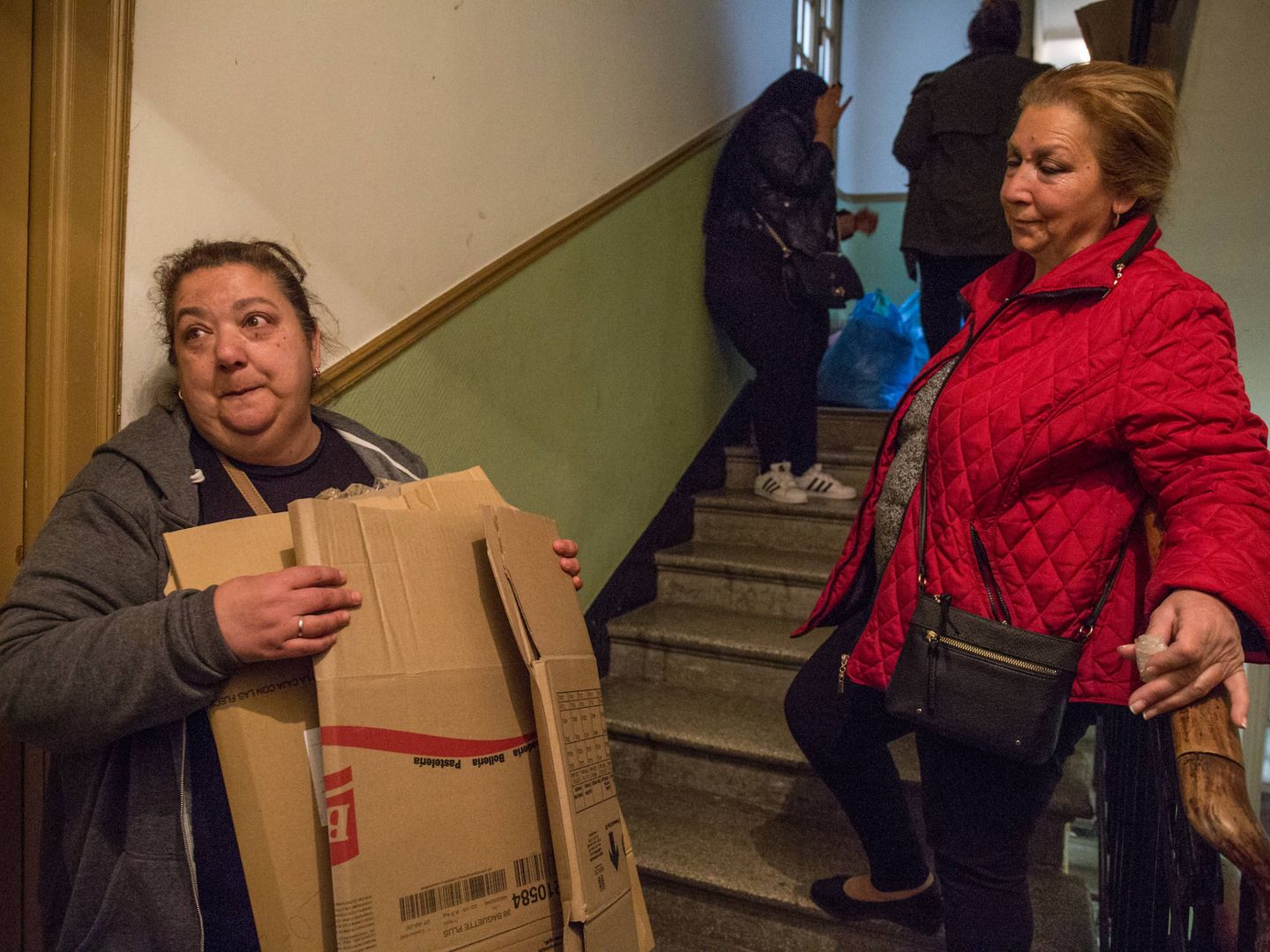 Mujeres afectadas por el desahucio del edificio Argumosa 11 de Madrid. (D.B.)