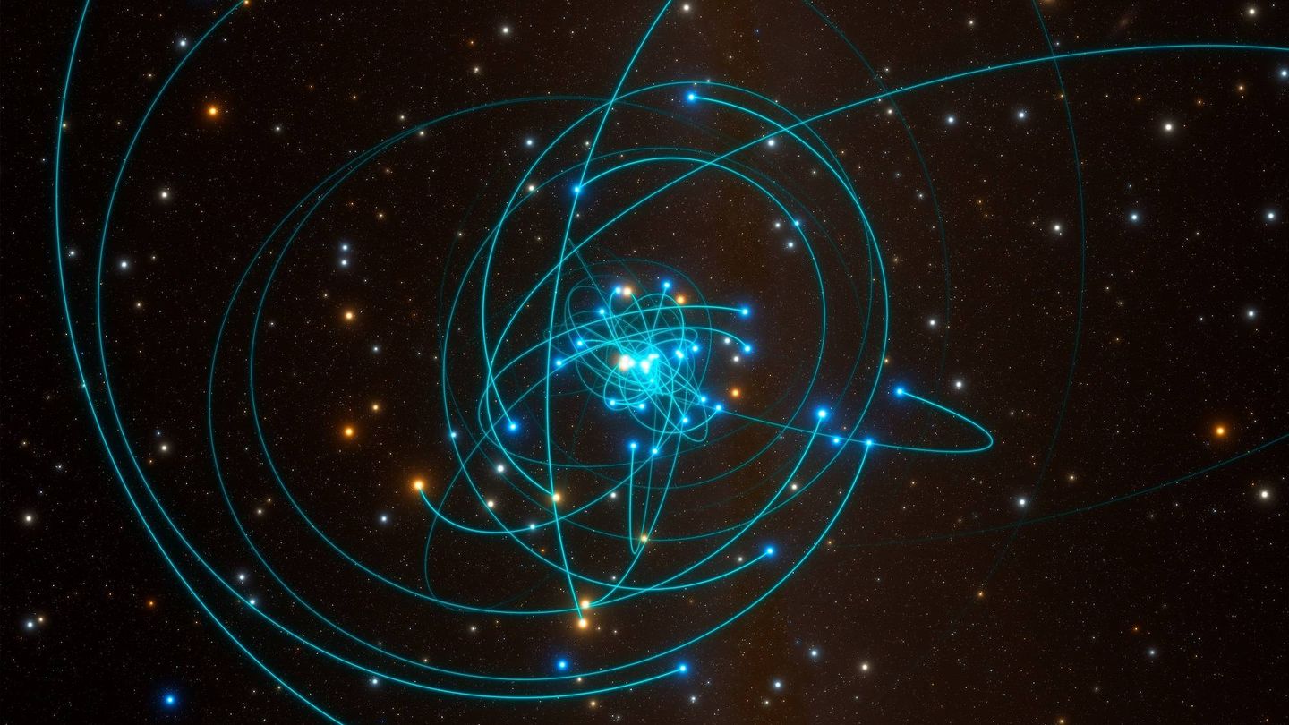 Una simulación muestra el 'baile de estrellas' alrededor de Sagitario A*. (ESO/L.Calçada)