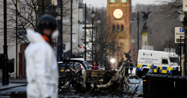 Foto: El lugar del estallido del coche bomba en Londonderry, el 20 de enero de 2019. (Reuters)