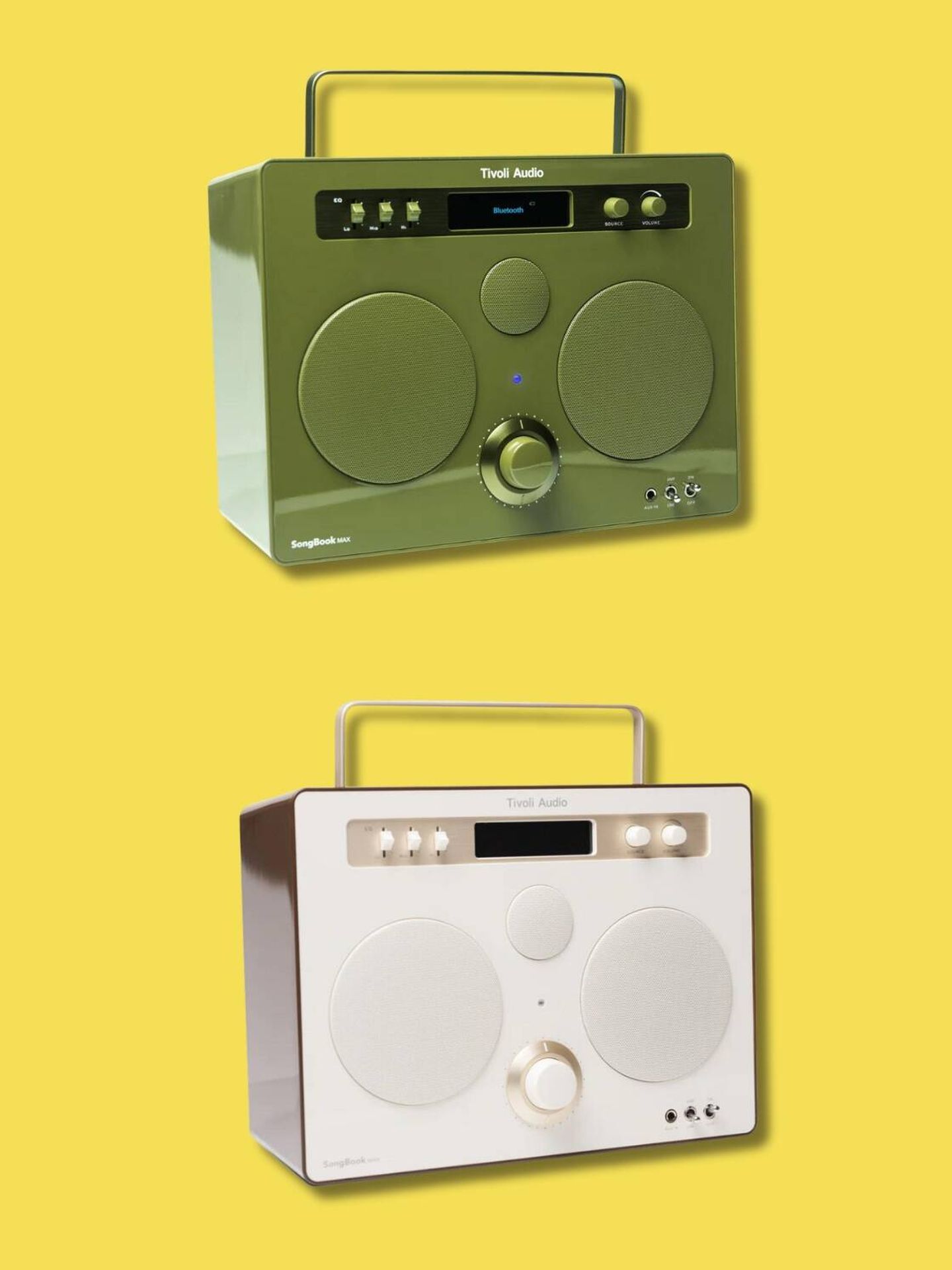 El sistema de sonido SongBook Max está disponible en verde o crema. (Cortesía)